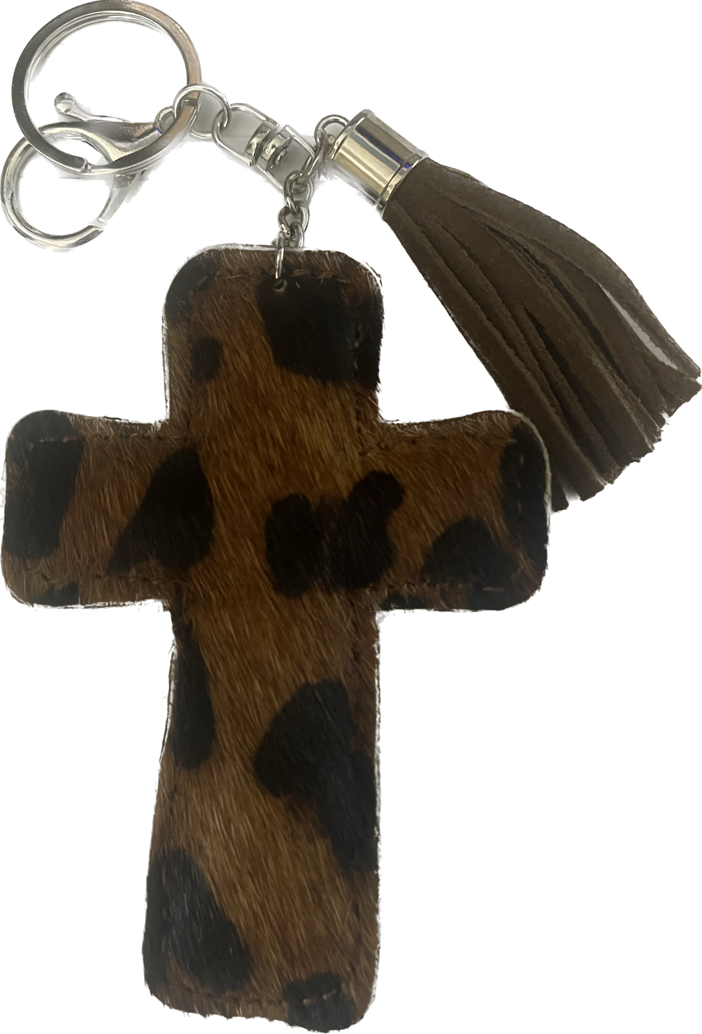Cross keychain with tassel