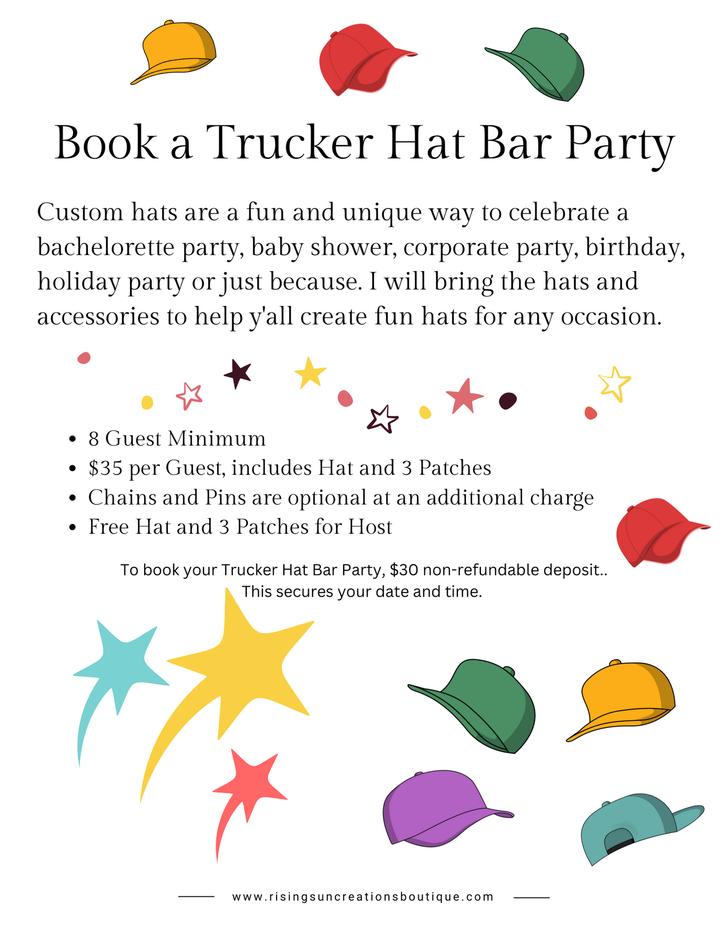 Trucker Hat Bar Party Deposit